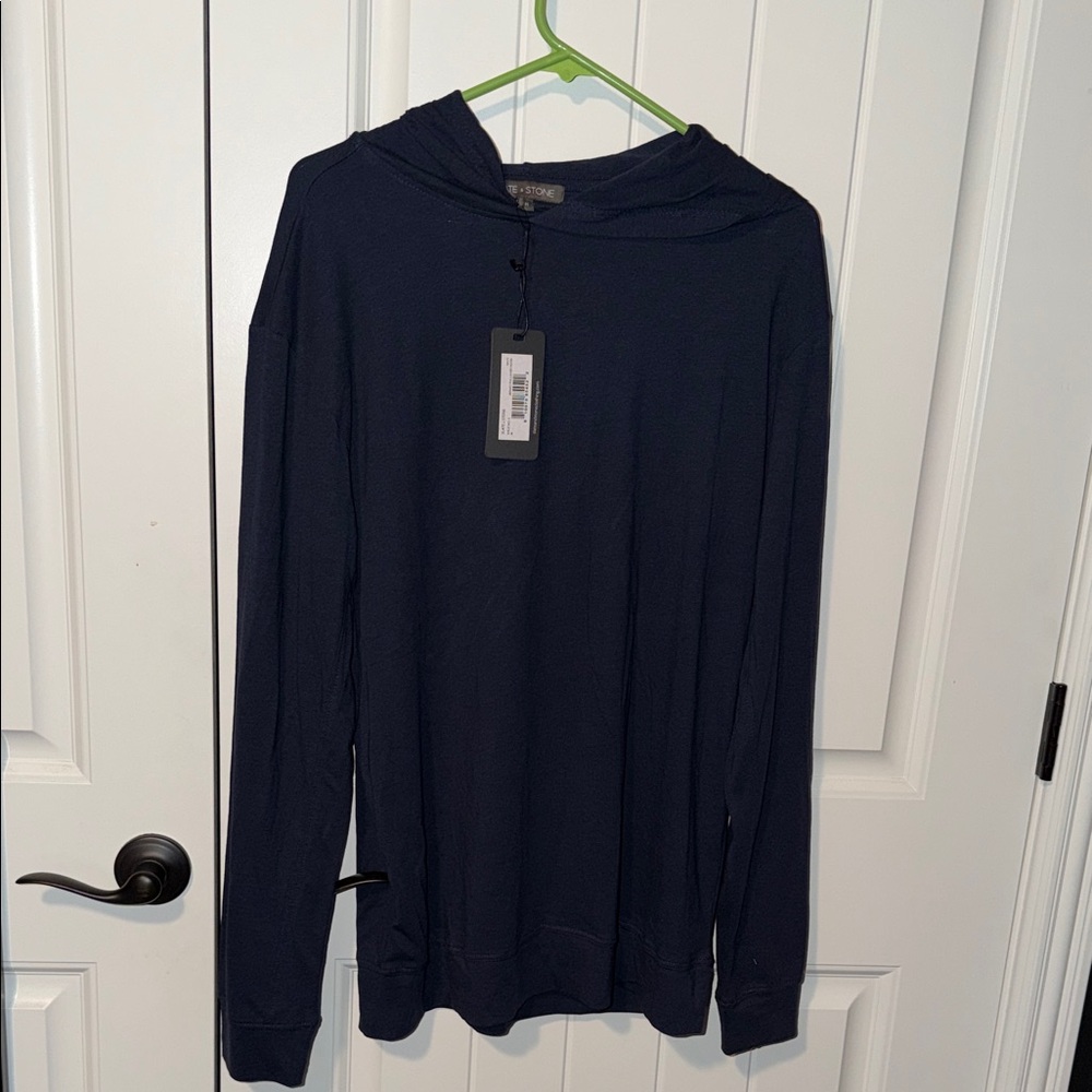 Navy Jersey Pullover Hoodie